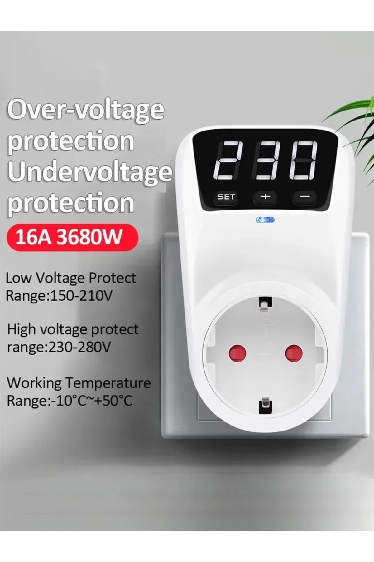 Choice-Adjustable Voltage Protector Socket 15A/16A Automatic Power Surge Protector EU/US Plug Socket Und... 8