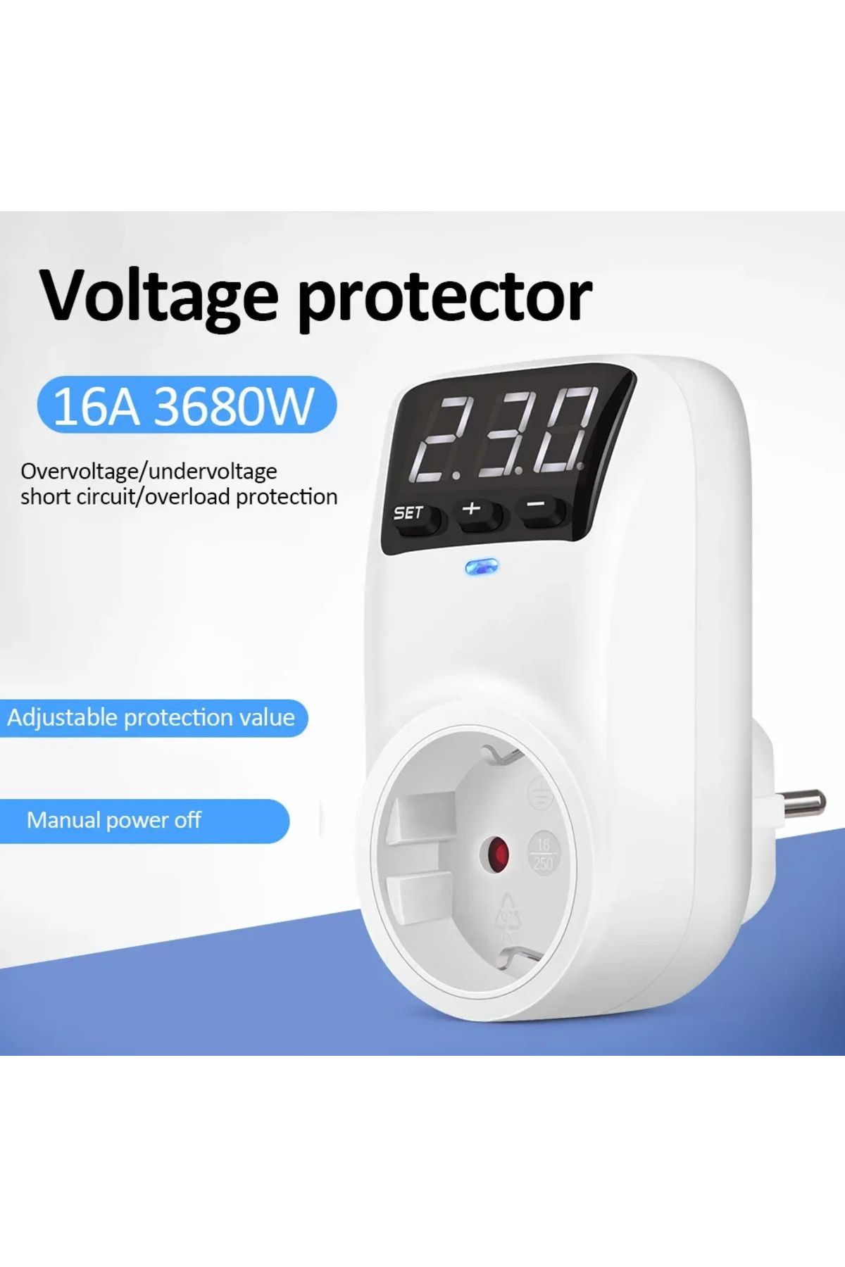 Choice-Adjustable Voltage Protector Socket 15A/16A Automatic Power Surge Protector EU/US Plug Socket Und... 4