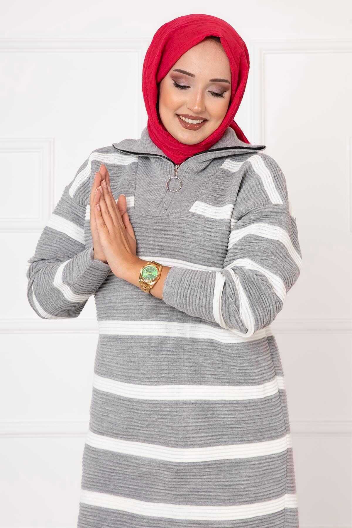 EBRUTESETTÜR-Zipper Detailed Striped Tunic 2