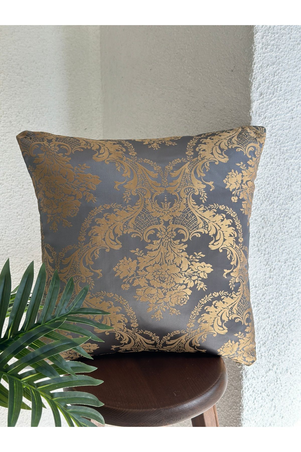 Decamor home-Blue Gold - Patterned Throw Pillow Case 17 1