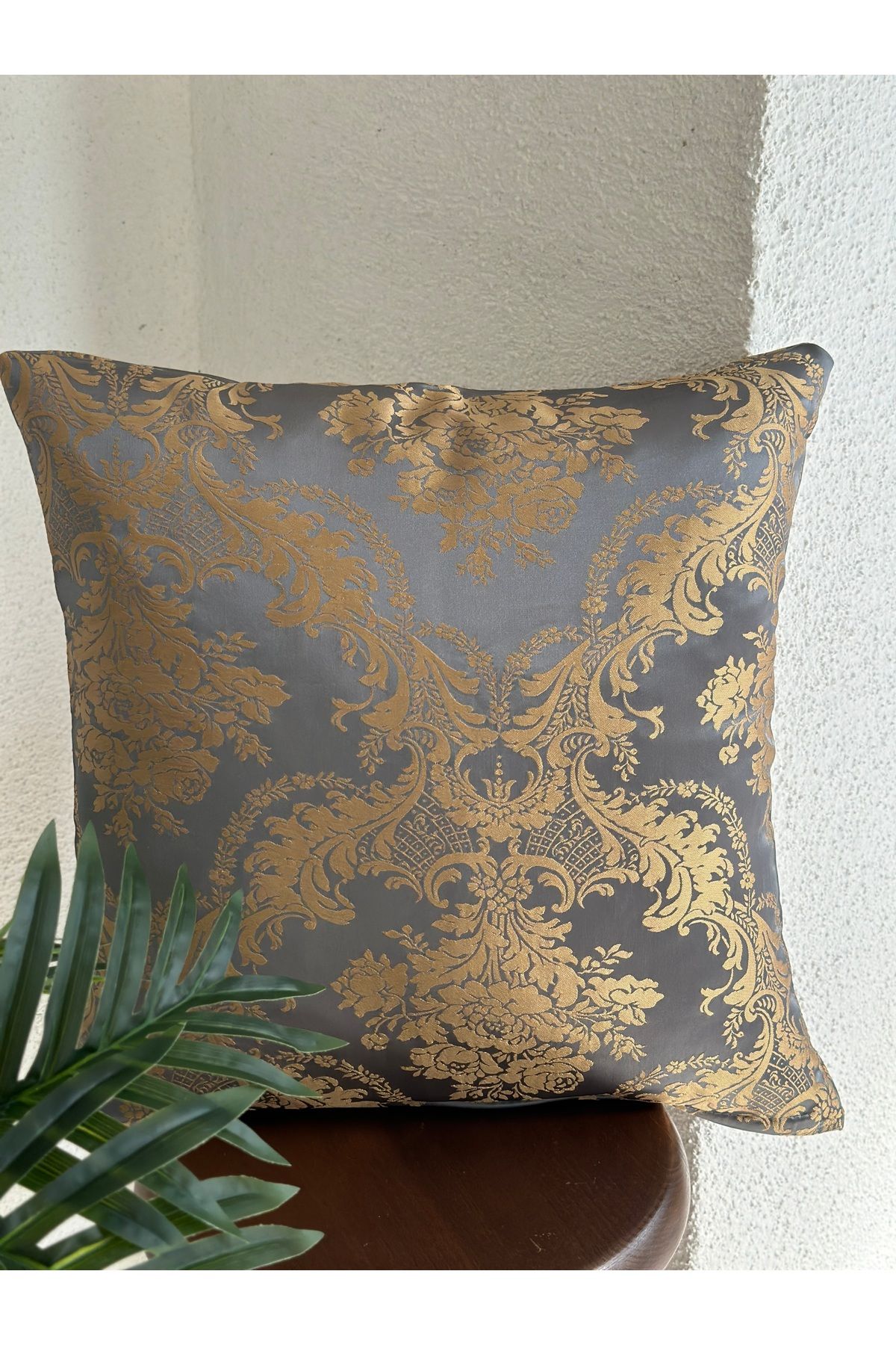 Decamor home-Blue Gold - Patterned Throw Pillow Case 17 2