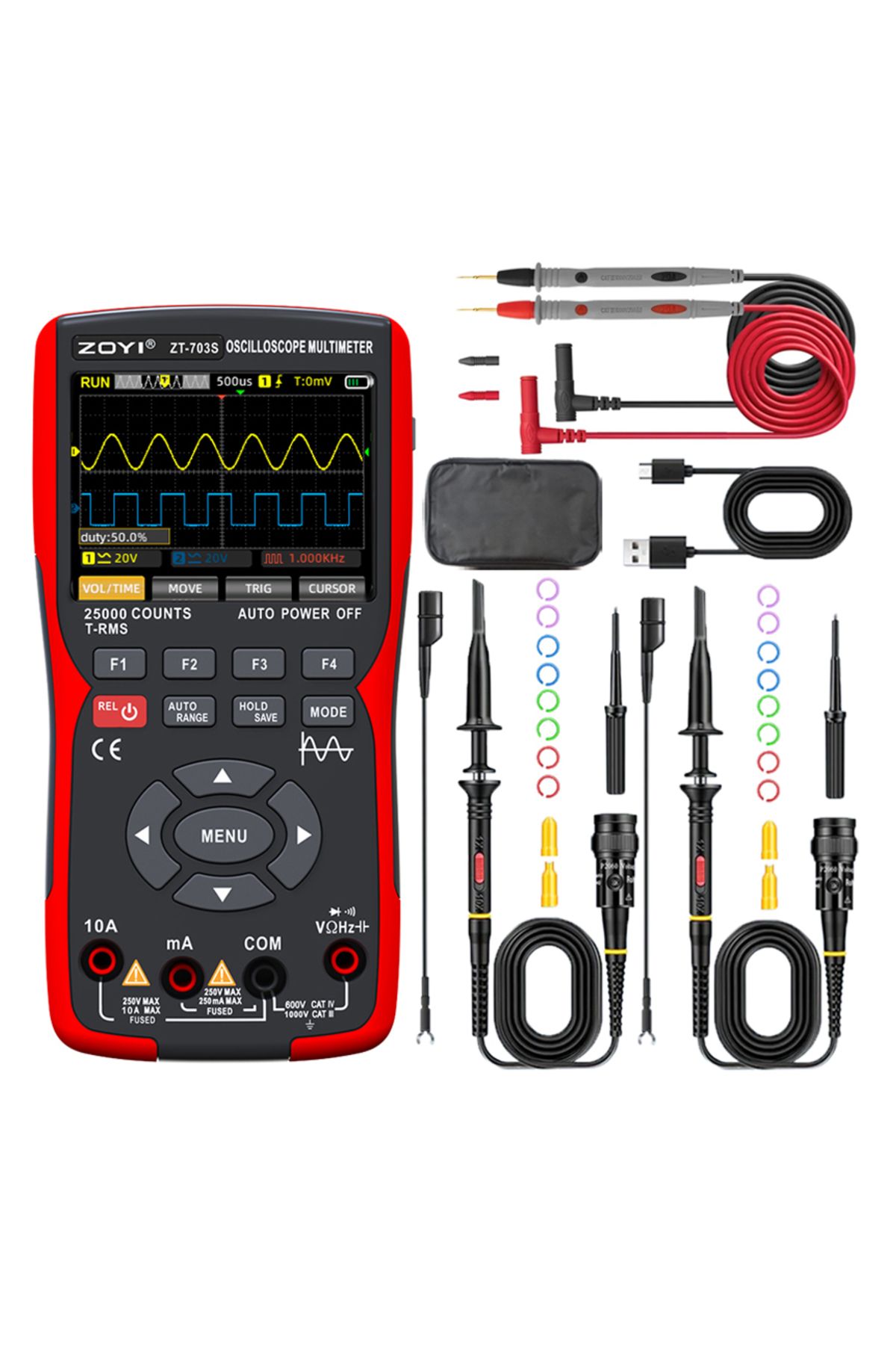 ZOYI-ZT-703 Handheld digital oscilloscope multimeter three-in-one two-channel oscillometer signal... 1