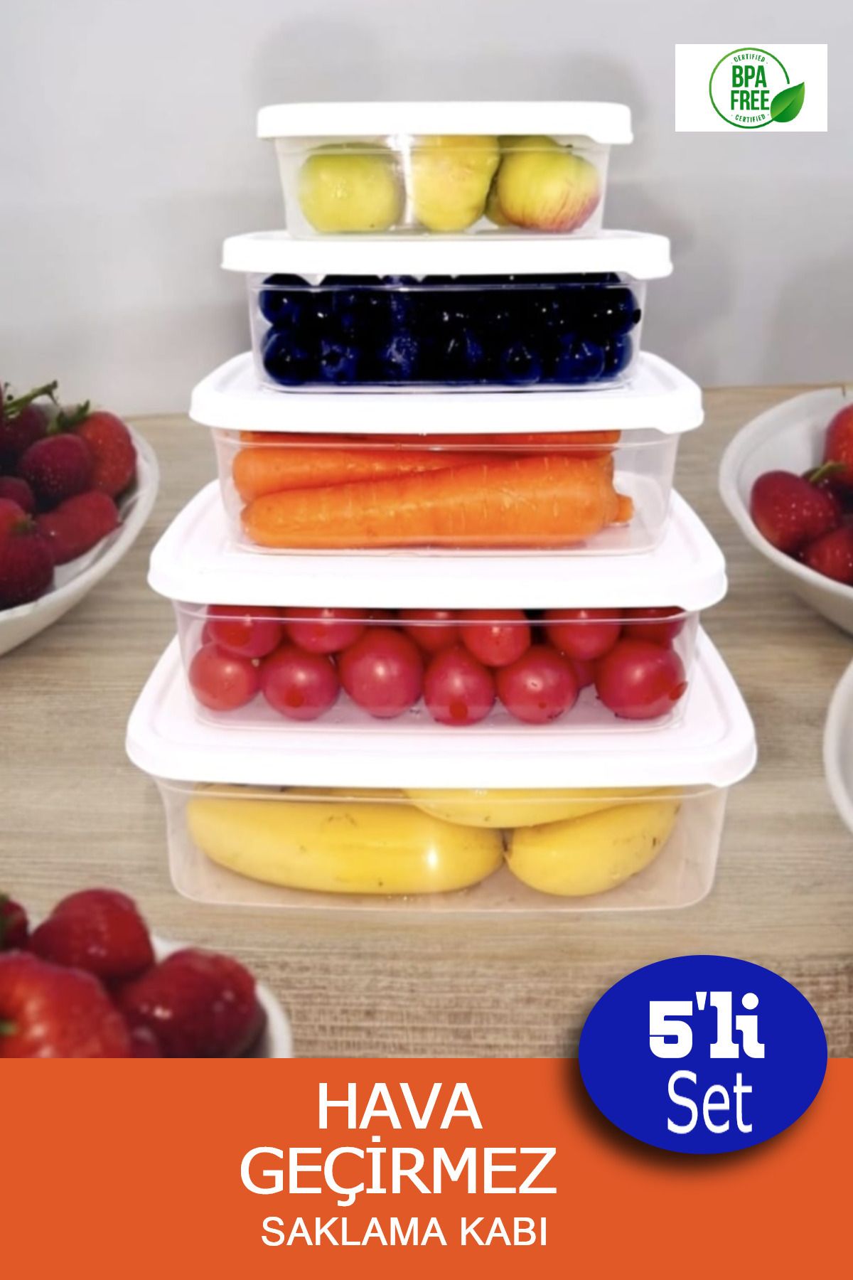 Herza House-Trendy Rectangular Storage Container Set of 5 - 400 ml and 2700 ml Capacity 1