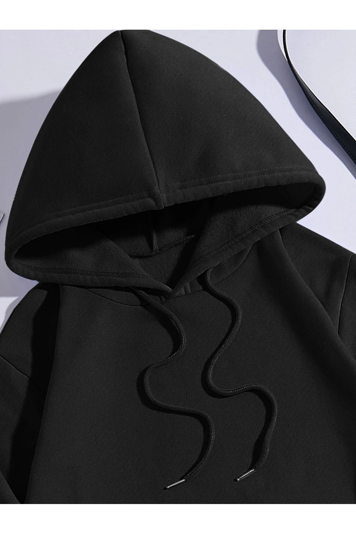 Genel Markalar ayıcık baskılı siyah oversize sweatshirt görsel 4