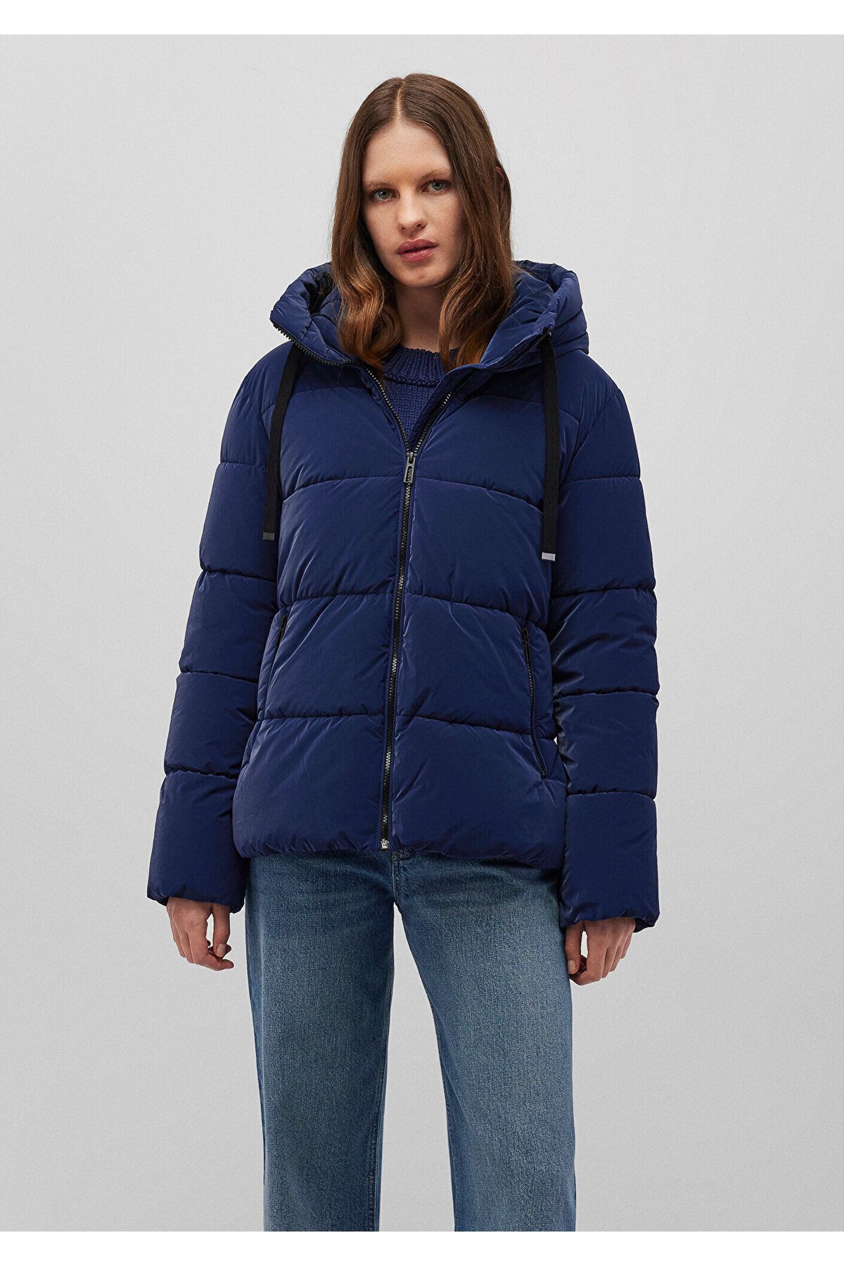 Mavi-Hooded Navy Blue Puffer Jacket 1110043-81774 2