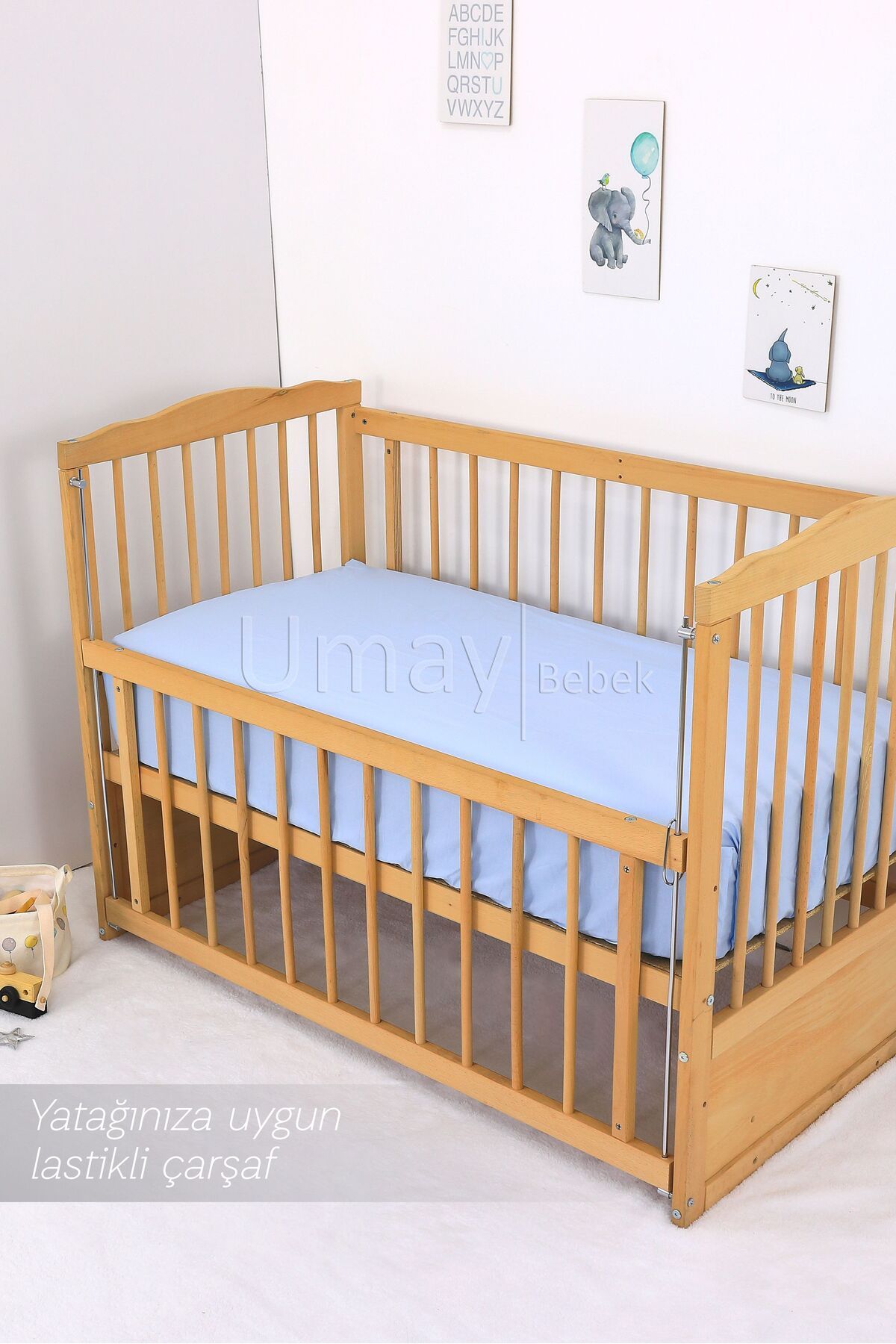 Umaybebek-طقم سرير أطفال مقاس 70x110، حشوة حماية، ملاءة مسطحة - قطن 100% 6