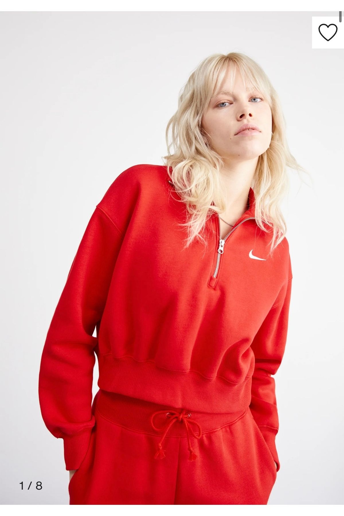 Nike-Nsw Phoenix Fleece Qz Crop Red Women's Sweatshirt 1