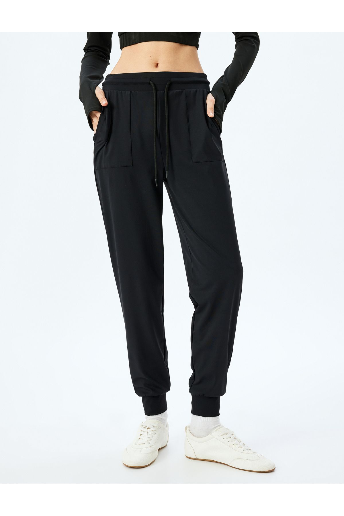 Koton-Soft Key Jogger Sweatpants with High Waist and Lace-Up Pocket Detail - Interlock 3