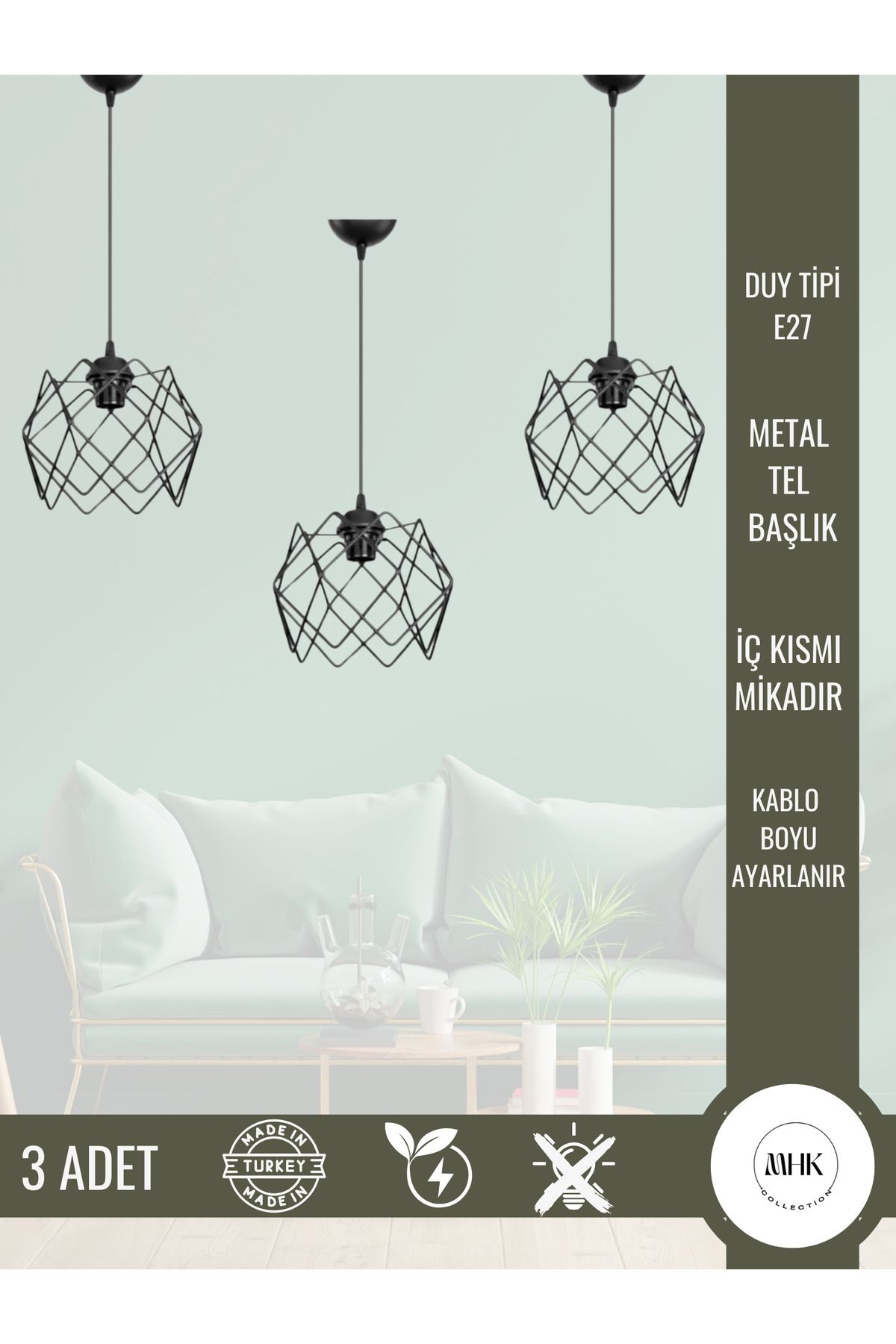 3'lü Silvano Aydınlatma Avize Seti Salon, Mutfak, Antre, Çocuk Odası