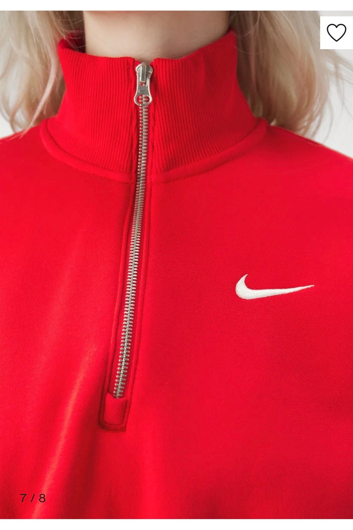 Nike-Nsw Phoenix Fleece Qz Crop Red Women's Sweatshirt 4