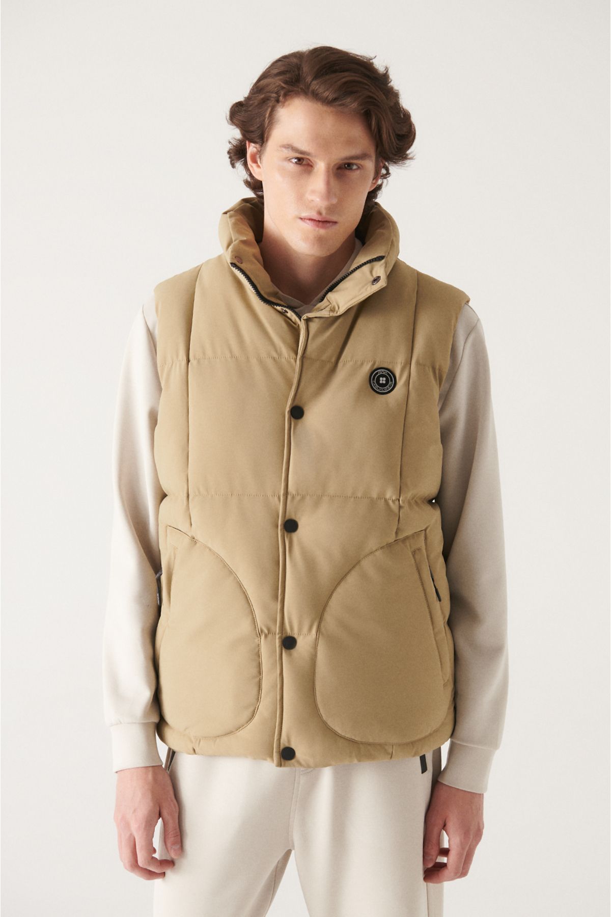 جلیقه بادی ضد باد مردانه Avva Beige Goose Down A22y6500