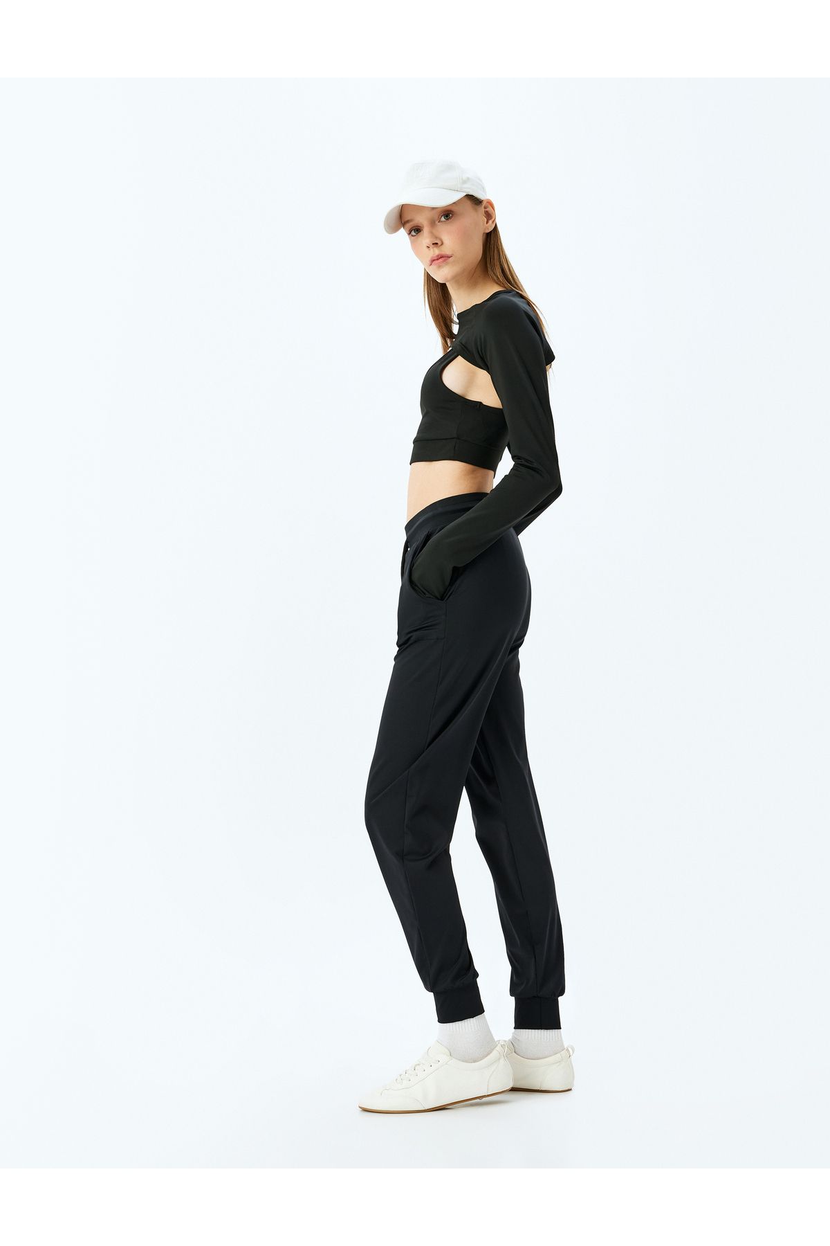 Koton-Soft Key Jogger Sweatpants with High Waist and Lace-Up Pocket Detail - Interlock 2