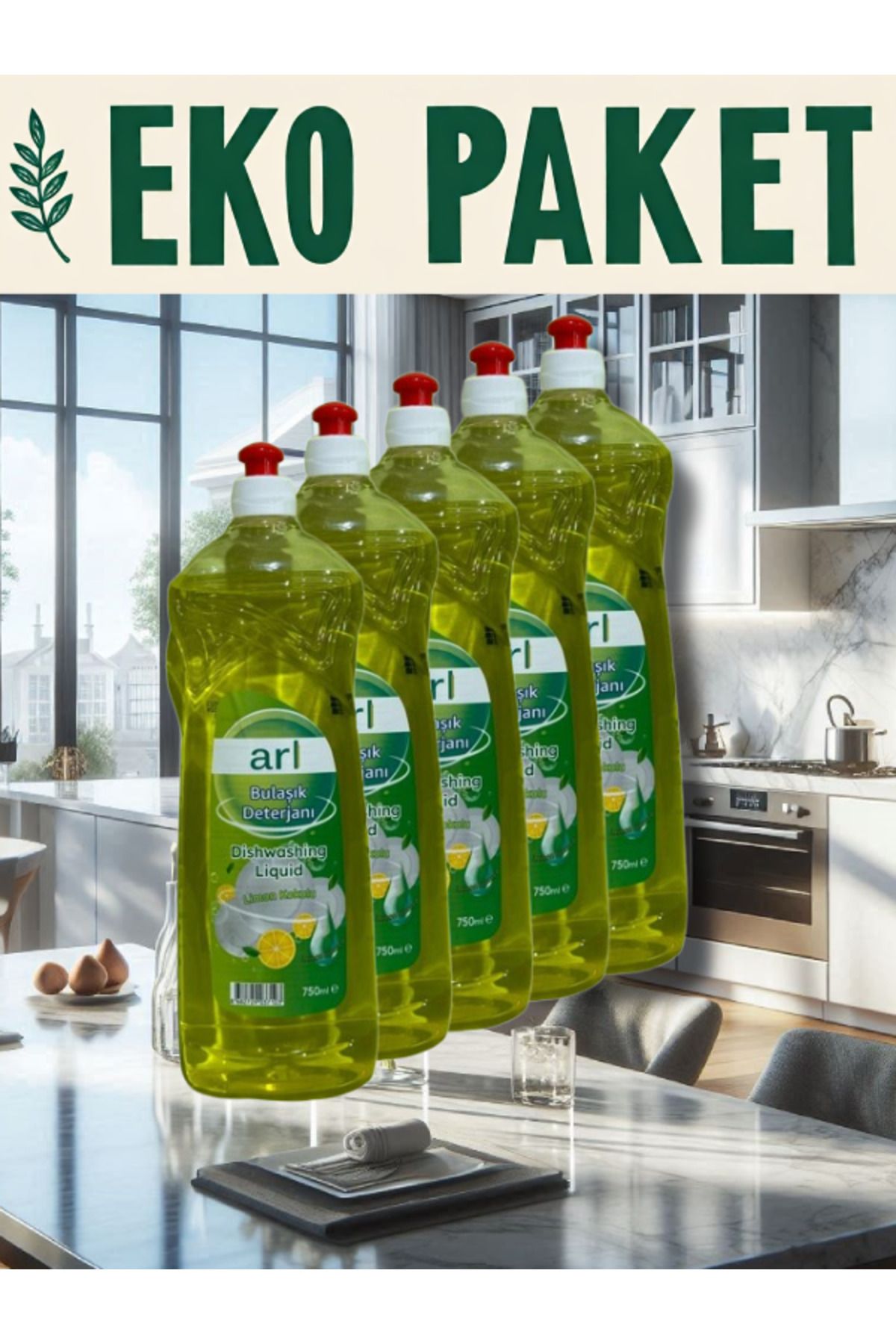 ARL 5'li Eko Paket Limon Kokulu Hassas Ciltler Için Bulaşık Deterjanı