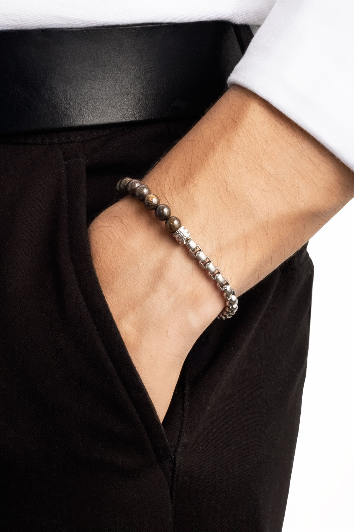 So CHIC... Jasper Taşlı Çelik Erkek Bileklik görsel 2
