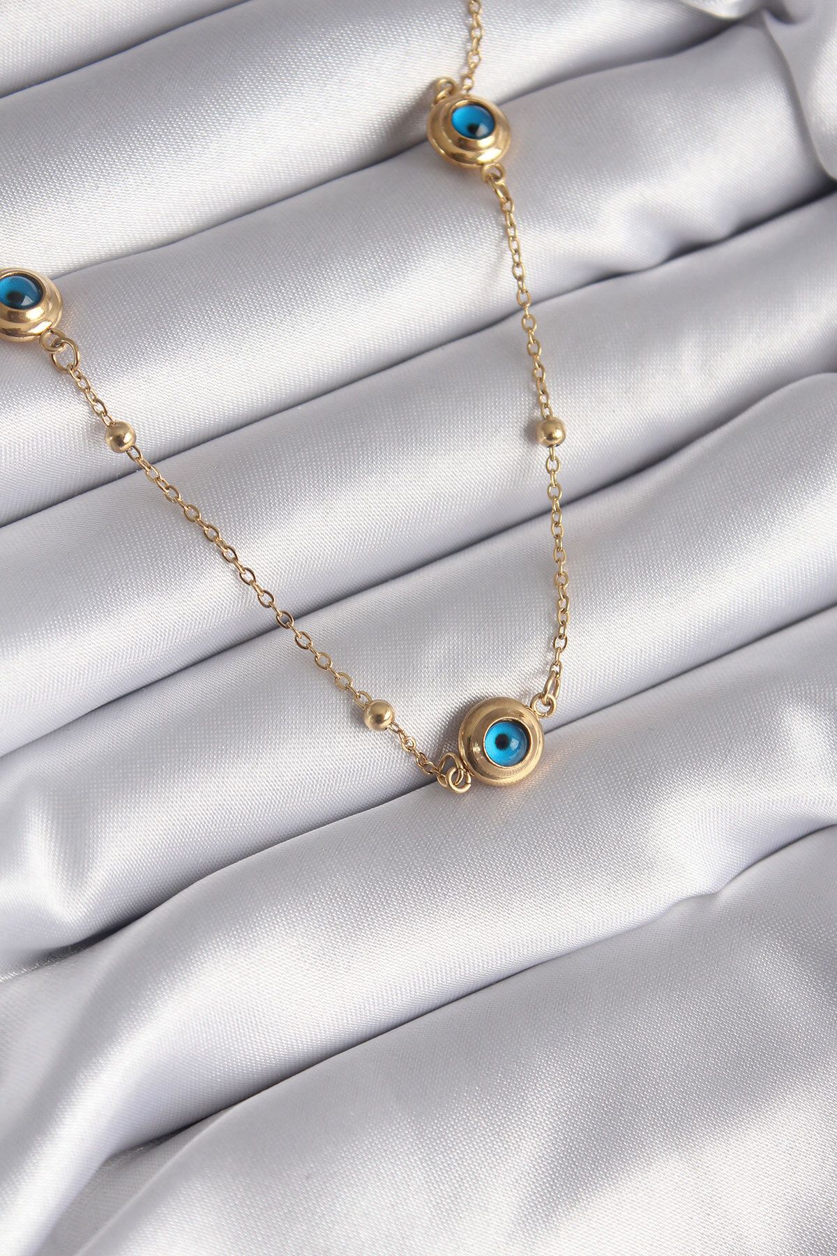 New Things 316L Çelik Gold Renk Nazar Boncuk Model Kadın Kolye