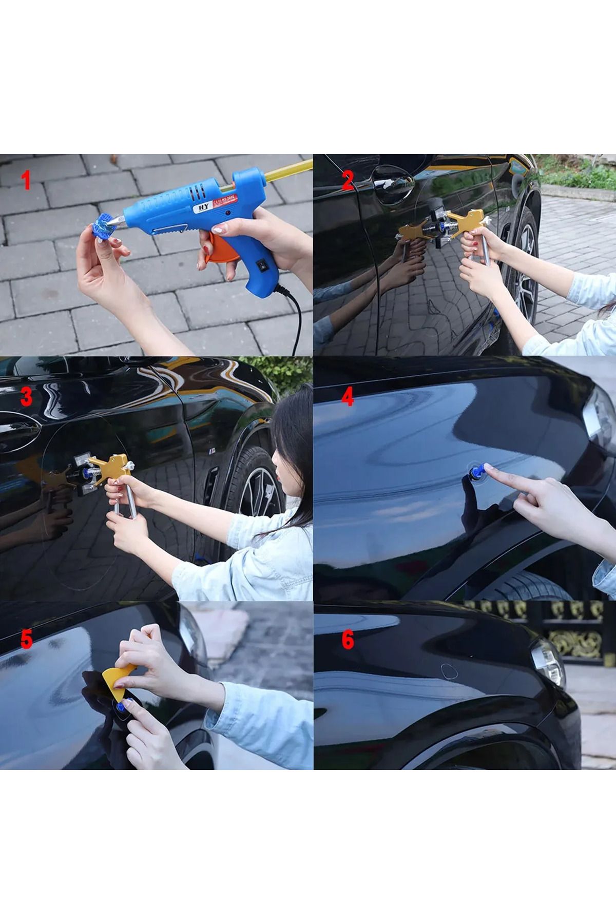 Choice-Paintless Car Dent Removal Tools Sheet Metal Dent Puller short T-Dent Pull Set Suction Cup Worksh... 4