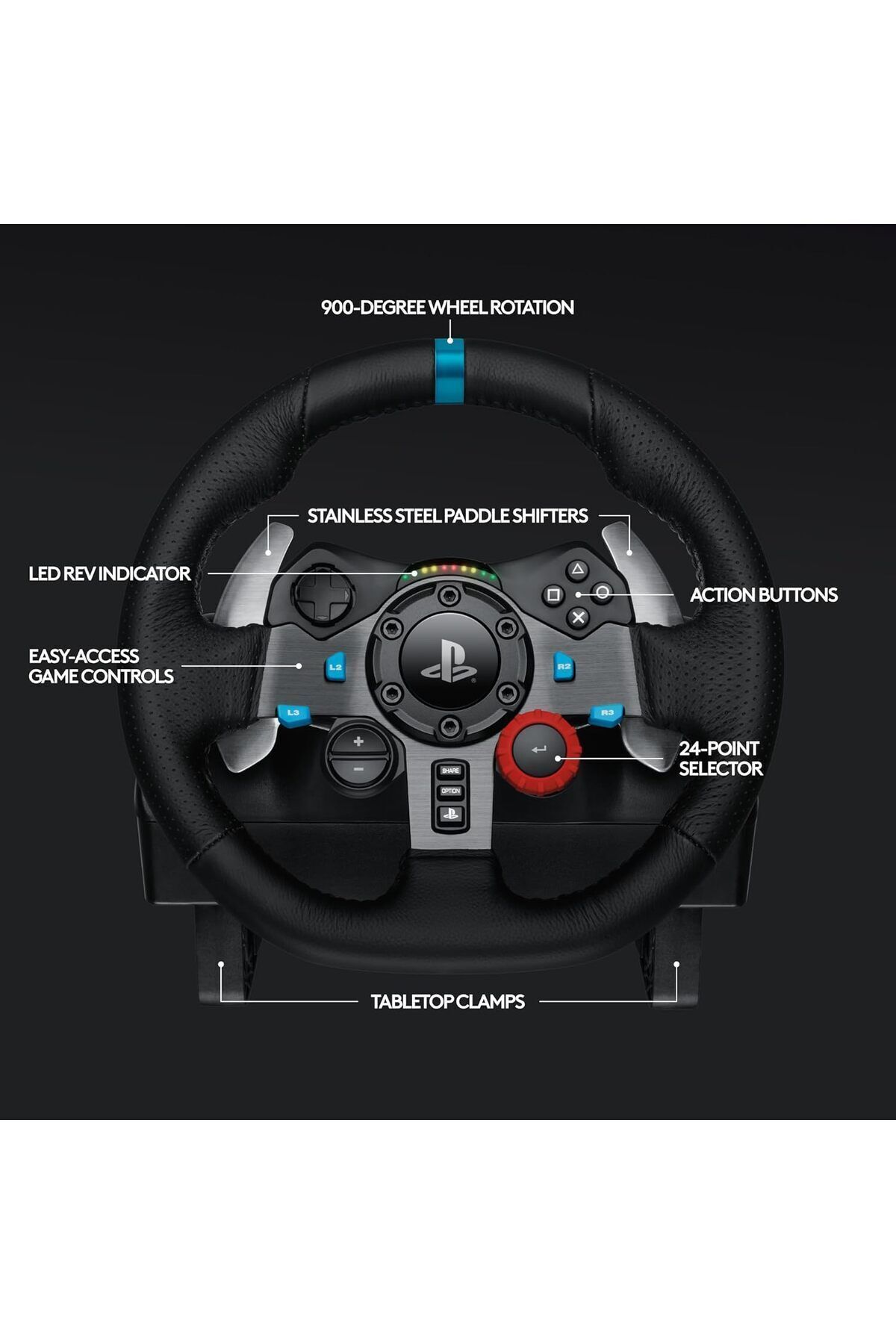 logitech-G29 Driving Force Racing Wheel and Floor Pedals, for PS5, PS4, PC, Mac - UAE Version 3