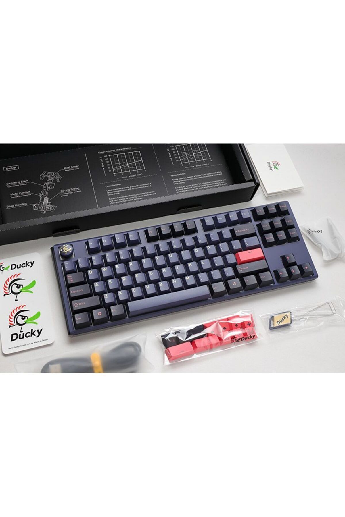 Ducky-لوحة مفاتيح الألعاب الميكانيكية One 3 Cosmic Blue TLK 80% - لون أزرق كرزي 5