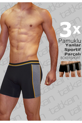 TATKAN BODYWEAR Tatkan - 3'lü - Pamuklu , Yanı Parçalı , Erkek Boxershort