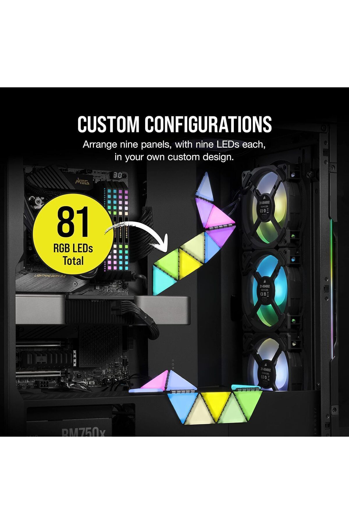 Corsair-iCUE LC100 Case Accent Lighting Panels Mini Triangle 9x tile starter kit 5