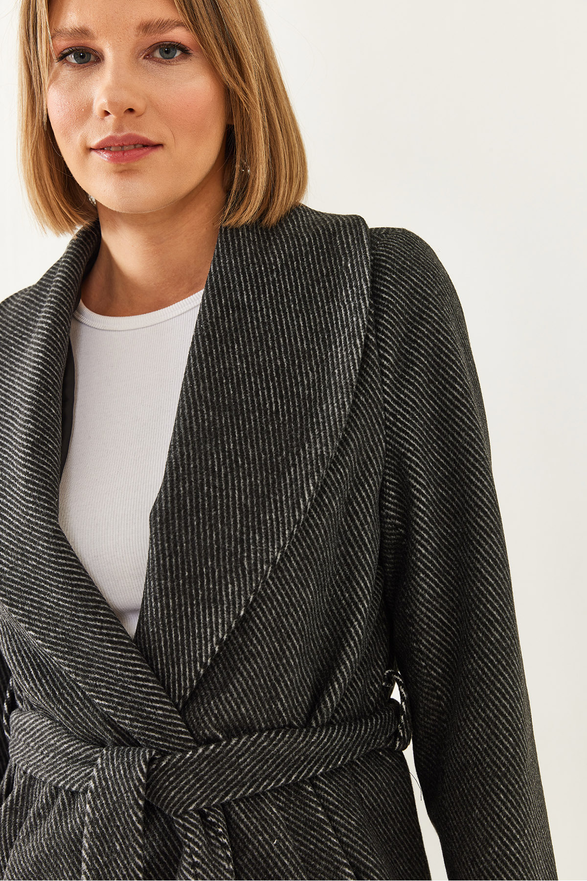 Bianco Lucci  Kadın Kuşaklı Kaşe Kaban 2353 60351083 - Görsel 5