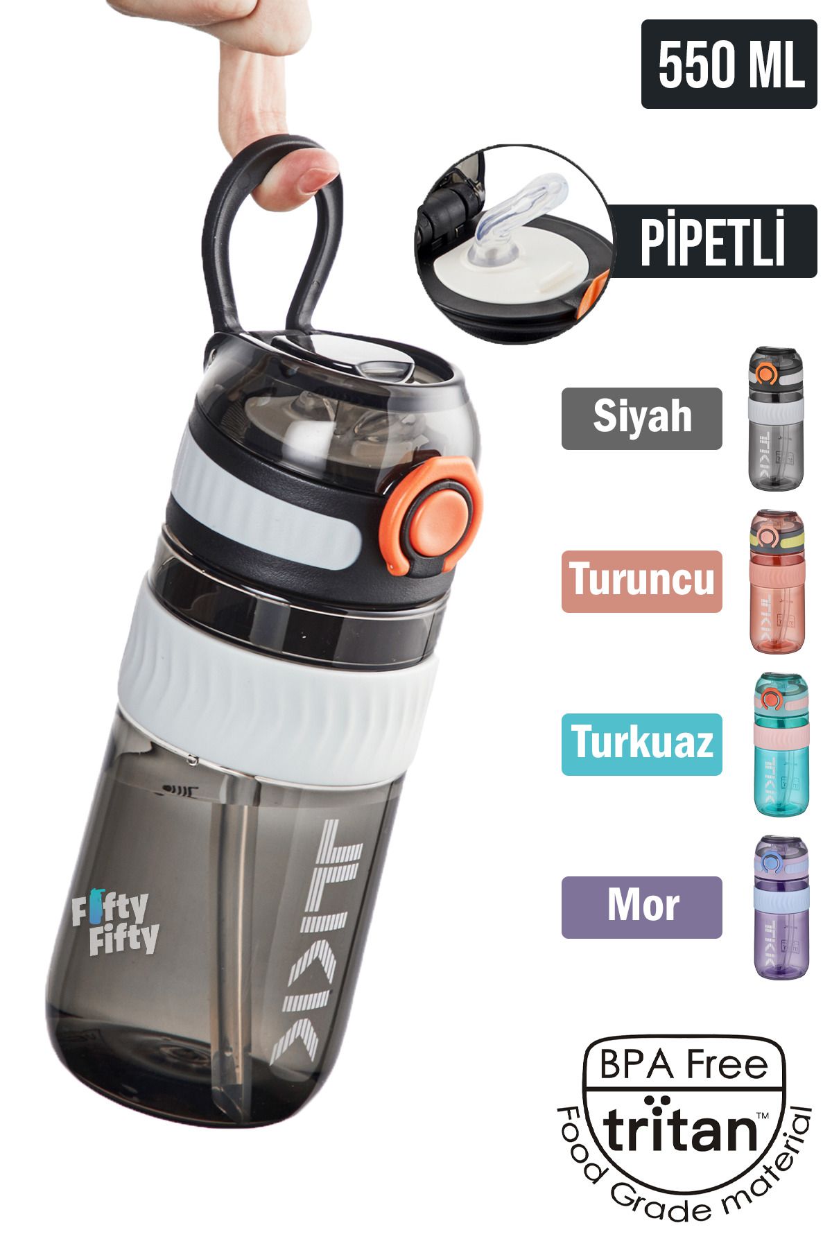 Vagonlife-TKK 550 ML Bpa Free Tritan Water Flask with Straw and Carrying Handle FFTKK1016-550ML with Straw 3