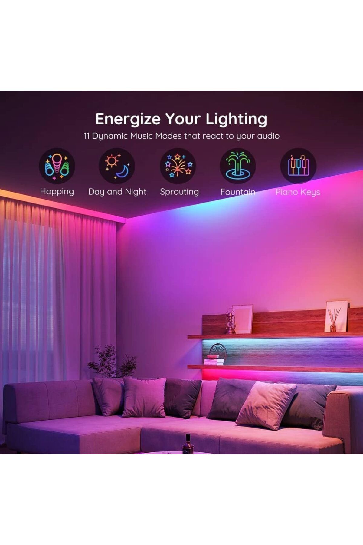 Goove-Govee RGBIC Basic Wi-Fi + Bluetooth LED Strip Lights (10 Meter) 5