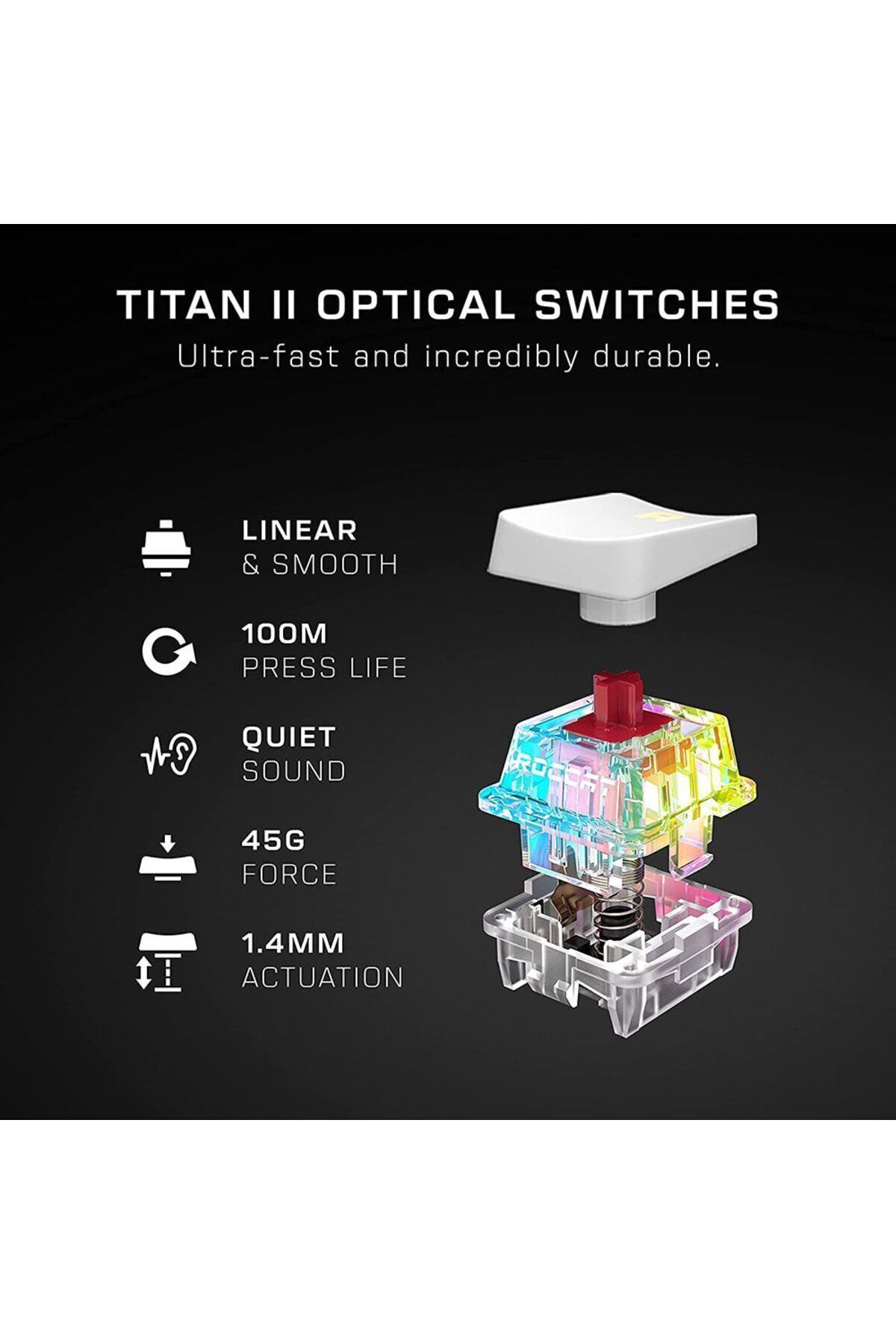Roccat-Vulcan II Mini US Layout Linear red switch Gaming keyboard - White 8