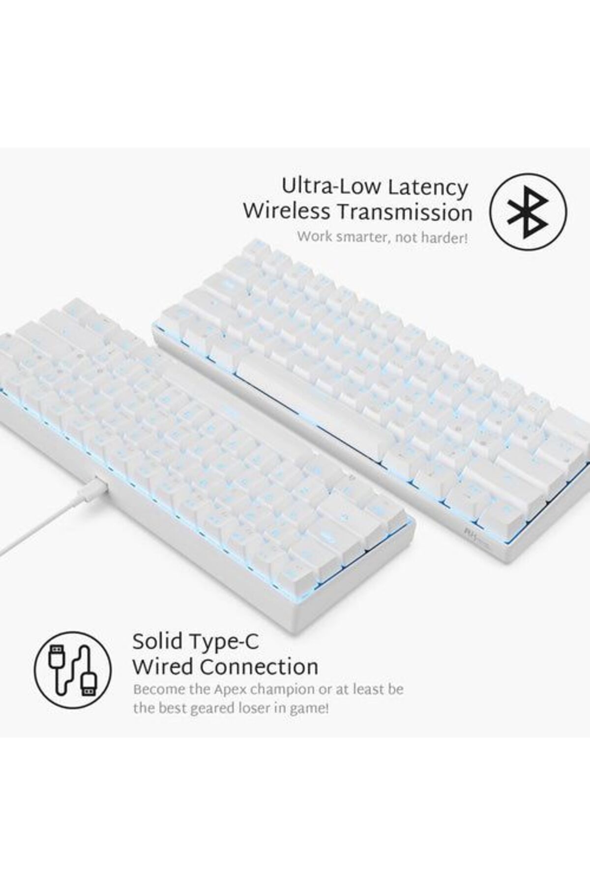 ROYAL KLUDGE-Rk61 Tri-Mode Rgb 61 Keys Hot Swappable White Mechanical Keyboard - Blue Switch 3