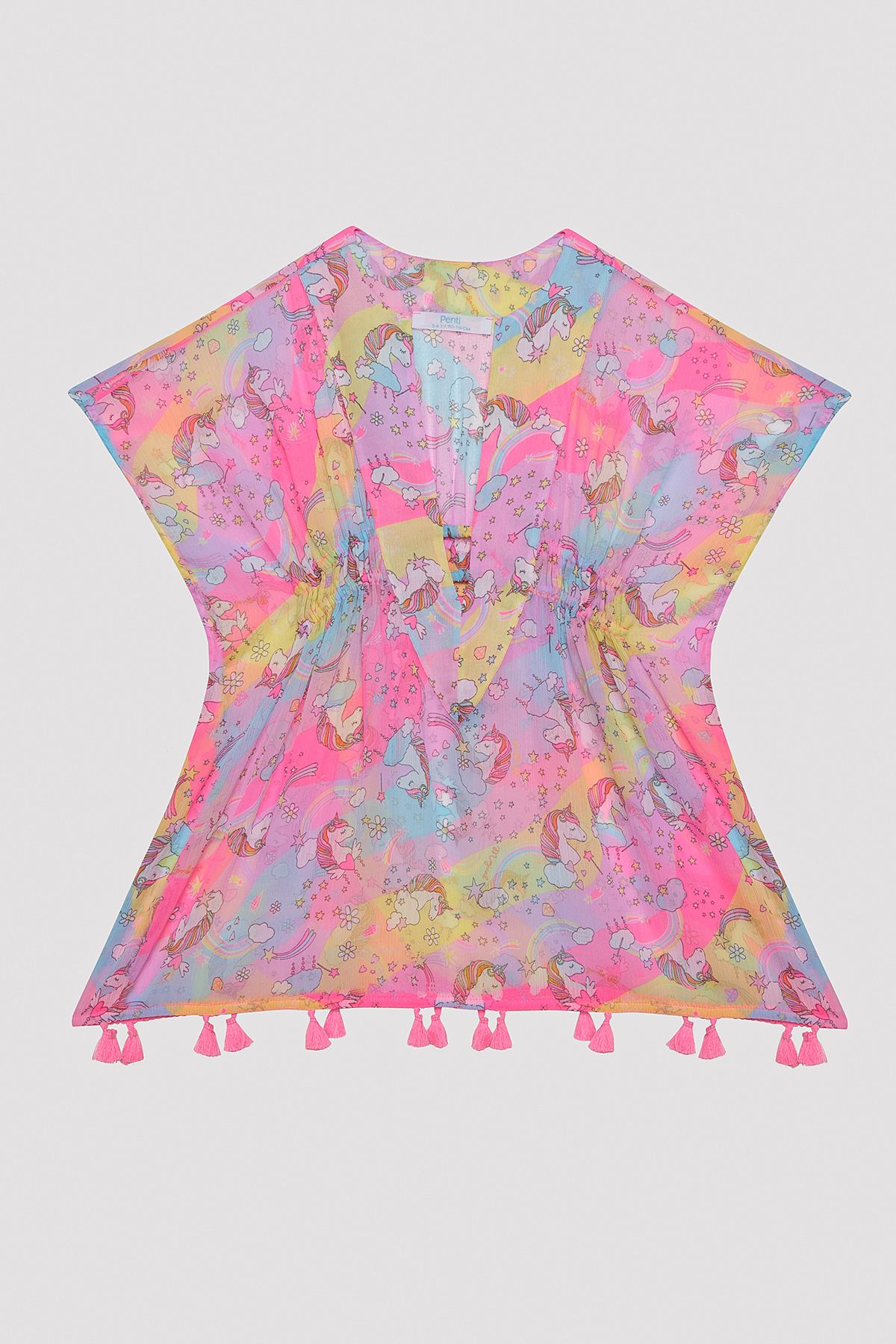 Penti-Girl's Basic Printed Multicolored Kaftan 1