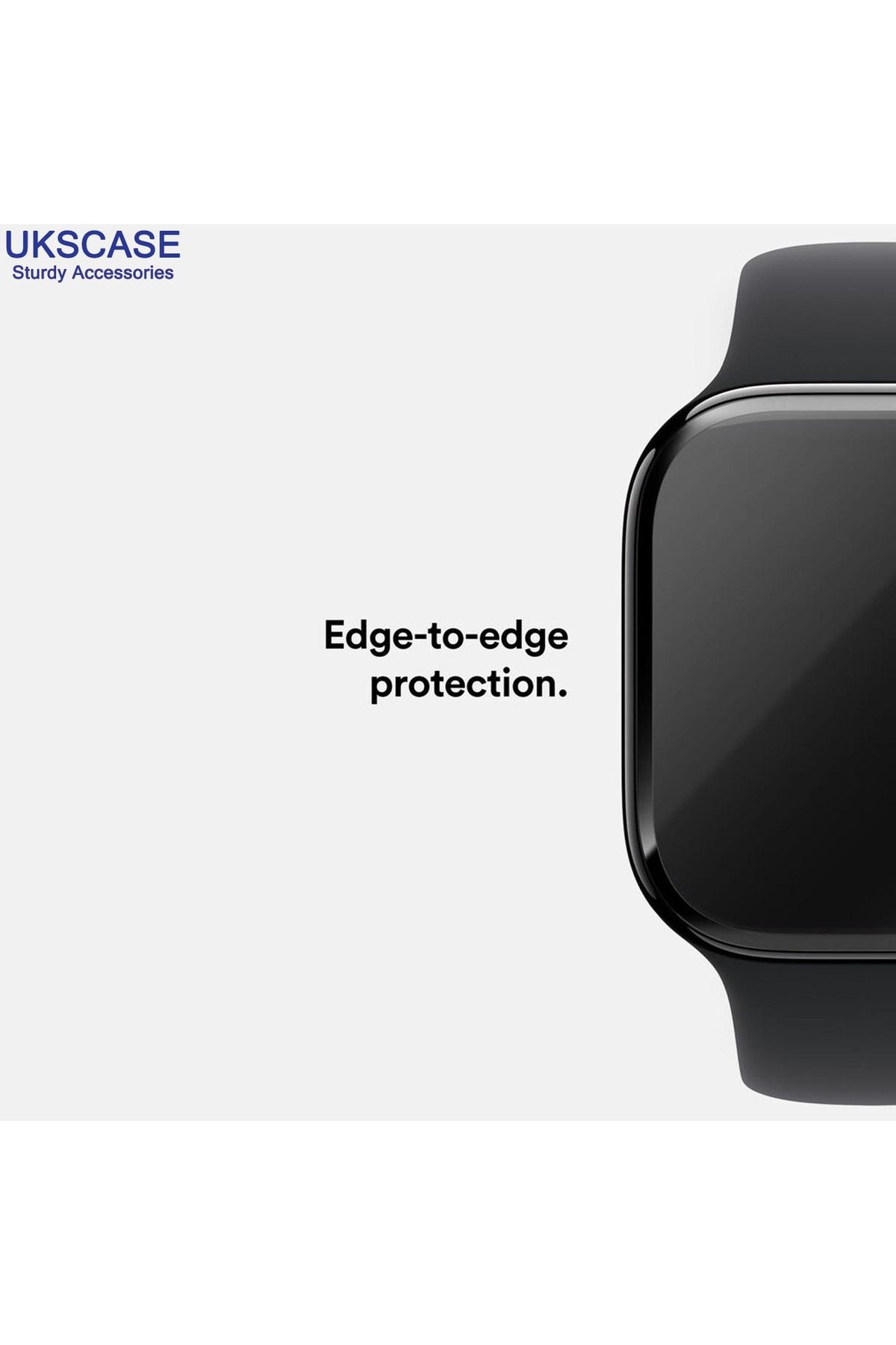 UKSCASE-Apple Watch Series 10 46mm Compatible Full Covering 3D Black with Frame Screen Protector 3