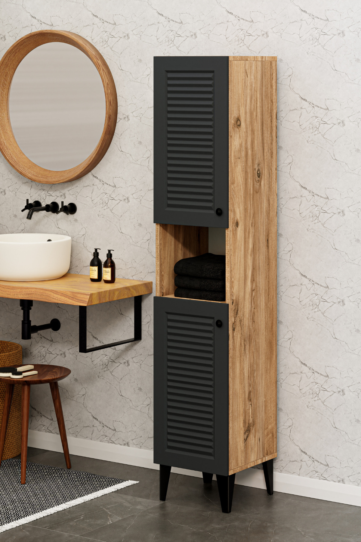 şirinev mobilya DSC DESİGN Banyo Dolabı Luxe Antrasit - Fiyatı, Yorumları