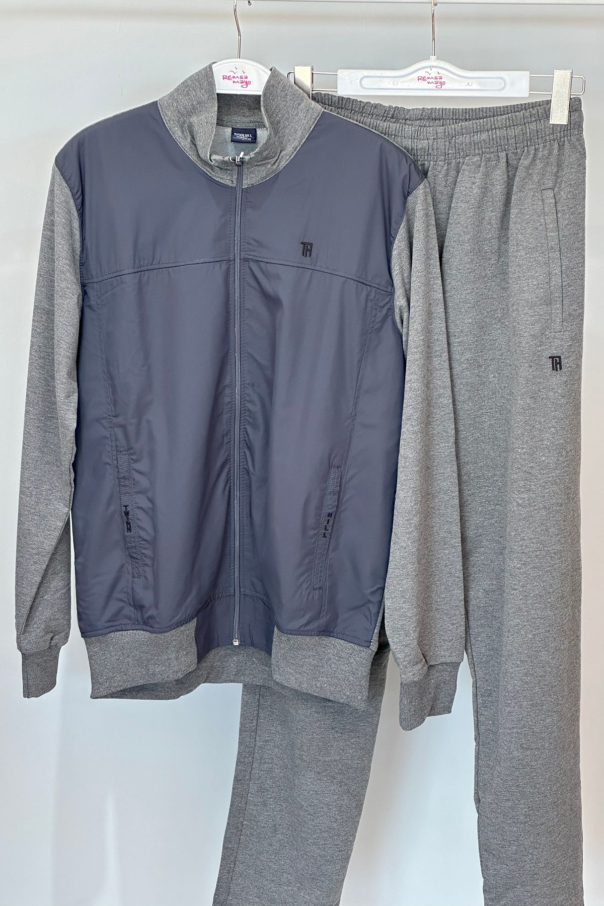 REMSA-Gray Men's Combed Cotton Tracksuit Set - Lycra, Model 3712 4