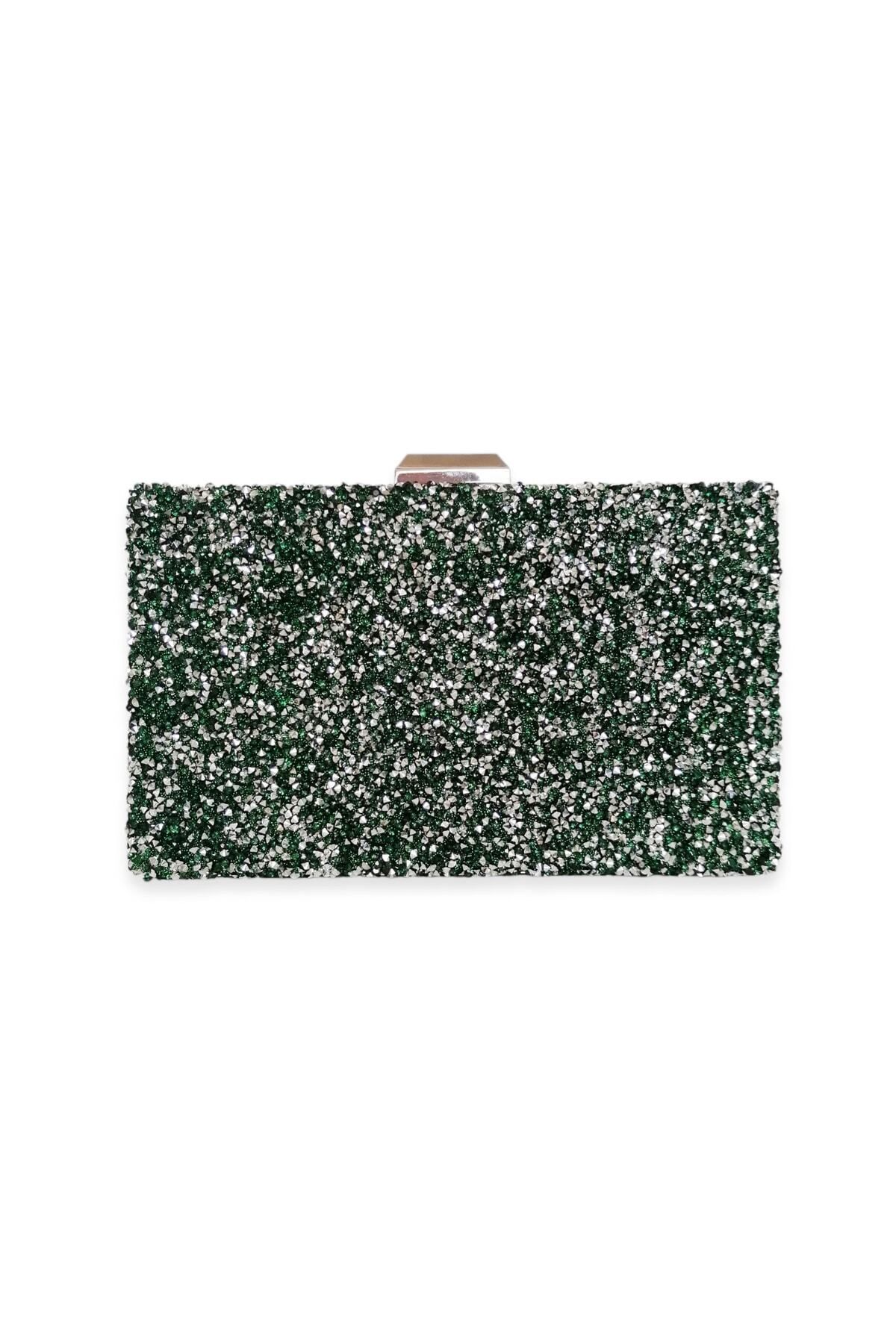Seri-Geanta de seara cu pietre de culoare verde inchis Geanta de seara Geanta de logodna Geanta de nunta Geanta lucrata manual Geanta cu lant 1