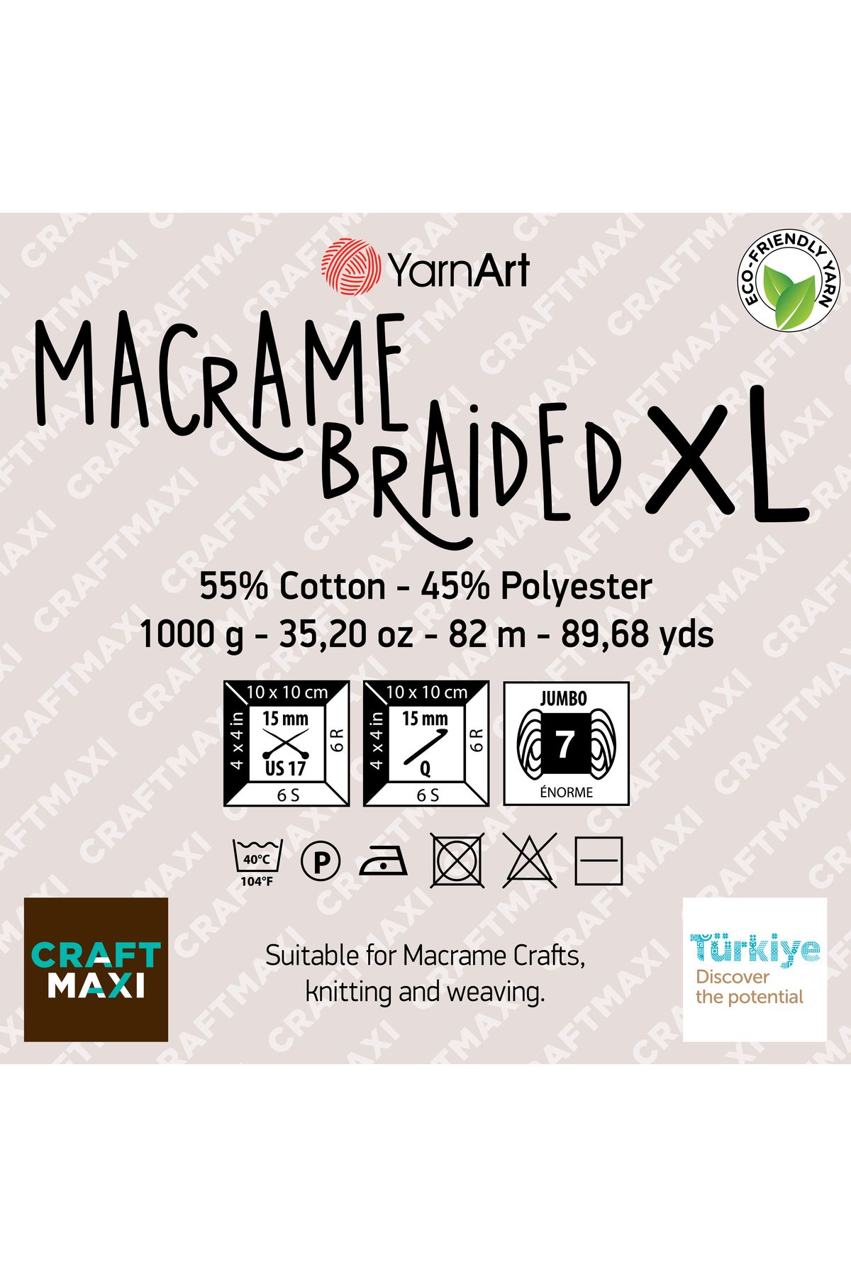 Yarnart-Macrame Braided XL - Macrame String Mustard-764 5