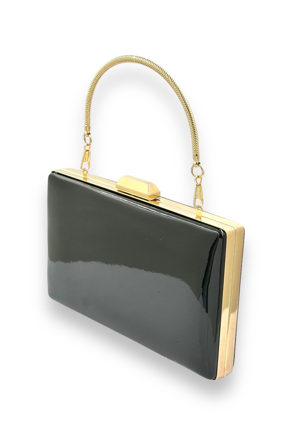 Veste Moda-Black Mirror Patent Leather Evening Dress Bag Night and Event Ball 2