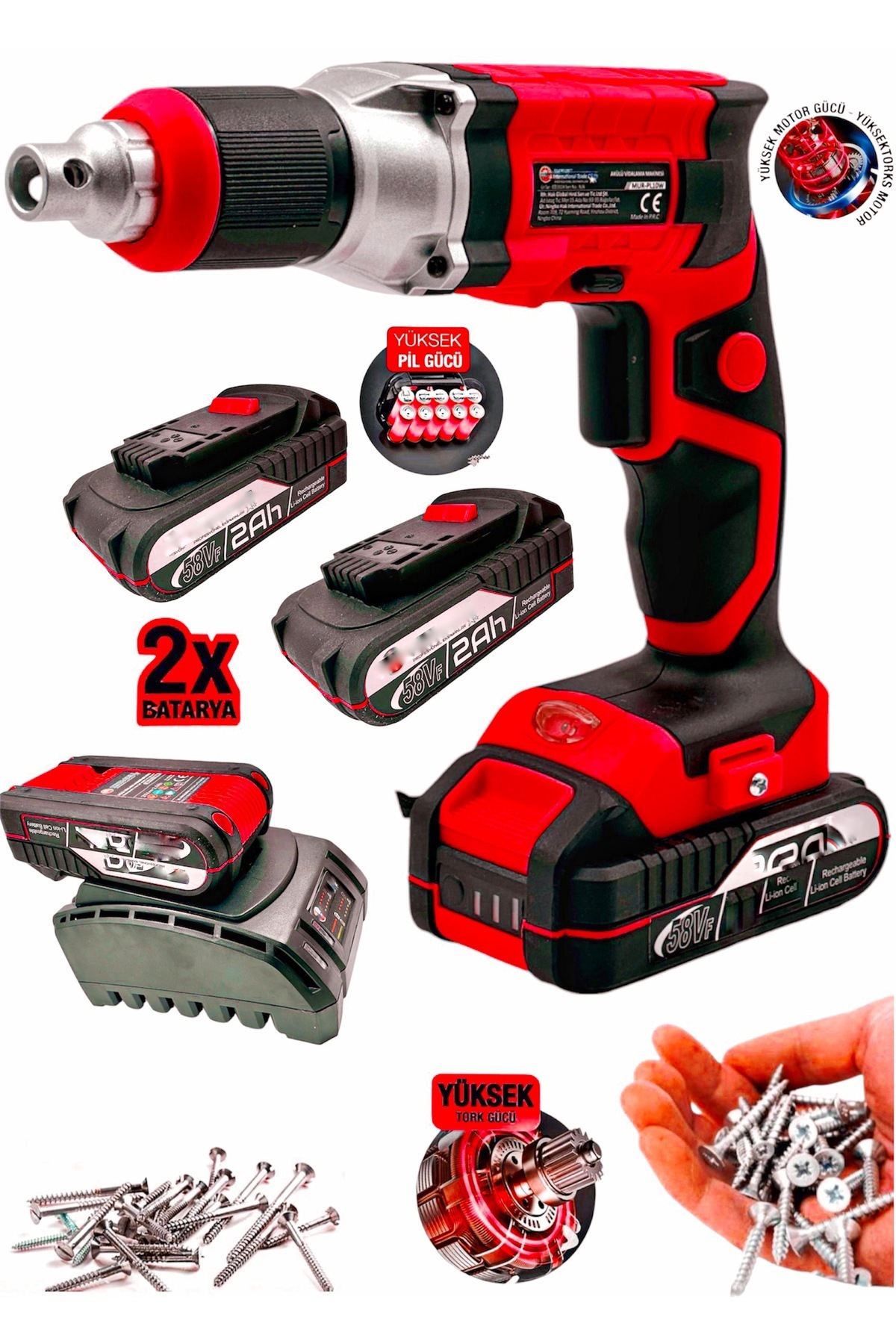 SCHUTZENGER Profesyonel Şarjlı Metal Otomatik Alçıpan Vidalama 2x