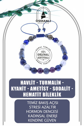 OSMANLI DOĞAL TAŞ Sertifikalı Doğal Taş Bileklik-havlit,turmalin,kyanit,ameti...