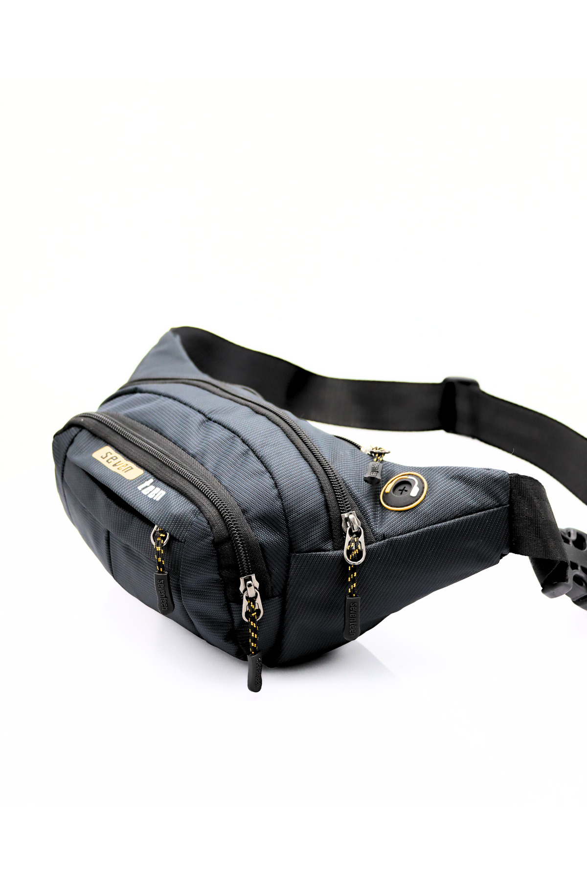 SEVENTEEN  WillPolo Su geçirmez Quatro Kumaş Sarı Detaylı Çapraz Göğüs Çantası Bel Çantası Kulaklık Çıkışlı - Görsel 7