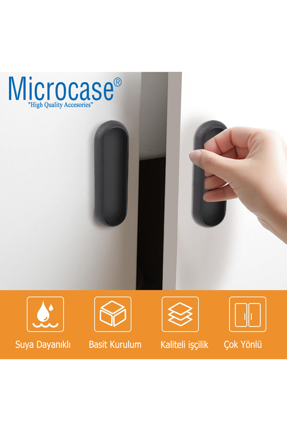 Microcase Plastik Sürgülü Kapı Çekmece Pencere  Sineklik  vb. için  Yapışkanlı  Kol Tutacağı -AL4757  4 Adet fotoğrafı 7 (önizleme)