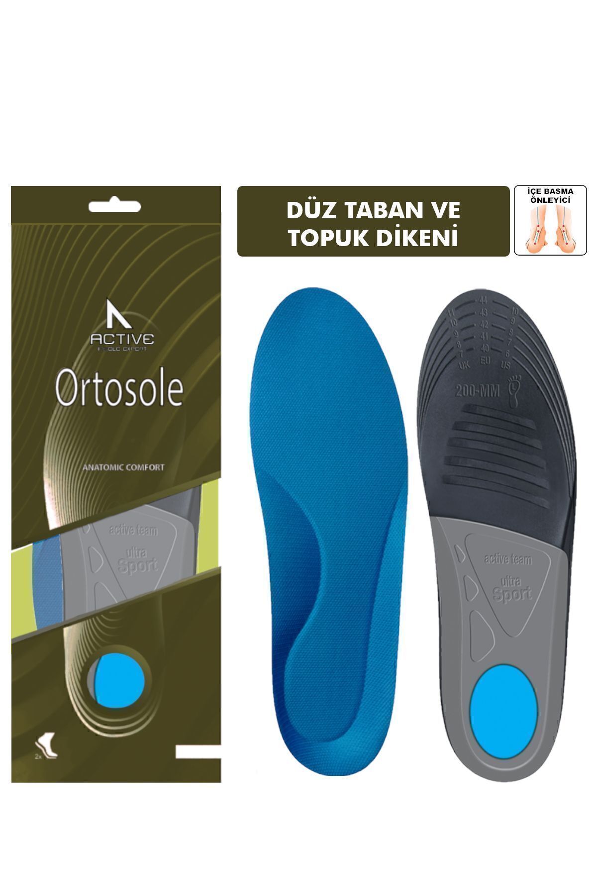 Ortosole OS200 - Plantar Fasiit - Topuk Dikeni, Düz Tabanlık, Içe Basma Önleyici Kemer Destekli İç Taban