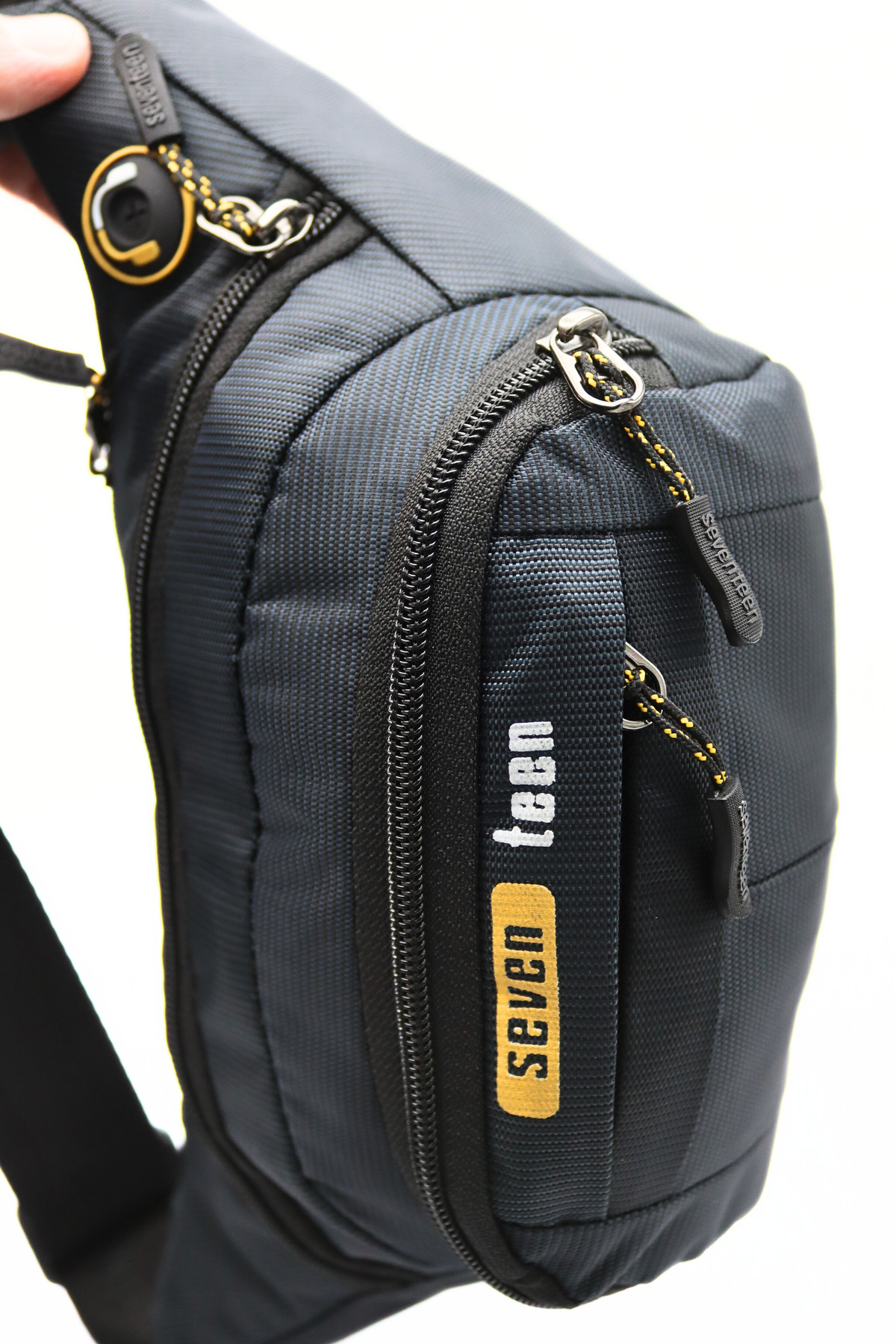 SEVENTEEN  WillPolo Su geçirmez Quatro Kumaş Sarı Detaylı Çapraz Göğüs Çantası Bel Çantası Kulaklık Çıkışlı - Görsel 3