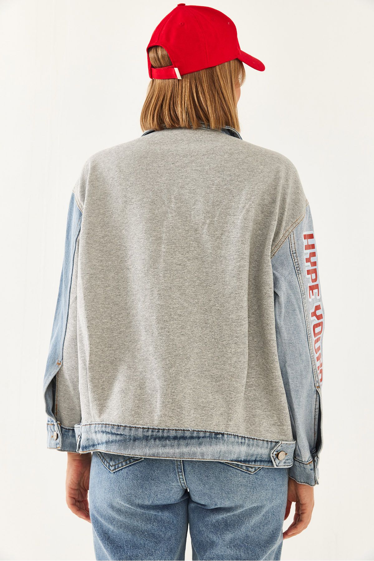 Bianco Lucci-Kurtka jeansowa damska oversize z herbem i nadrukiem 85001047 7