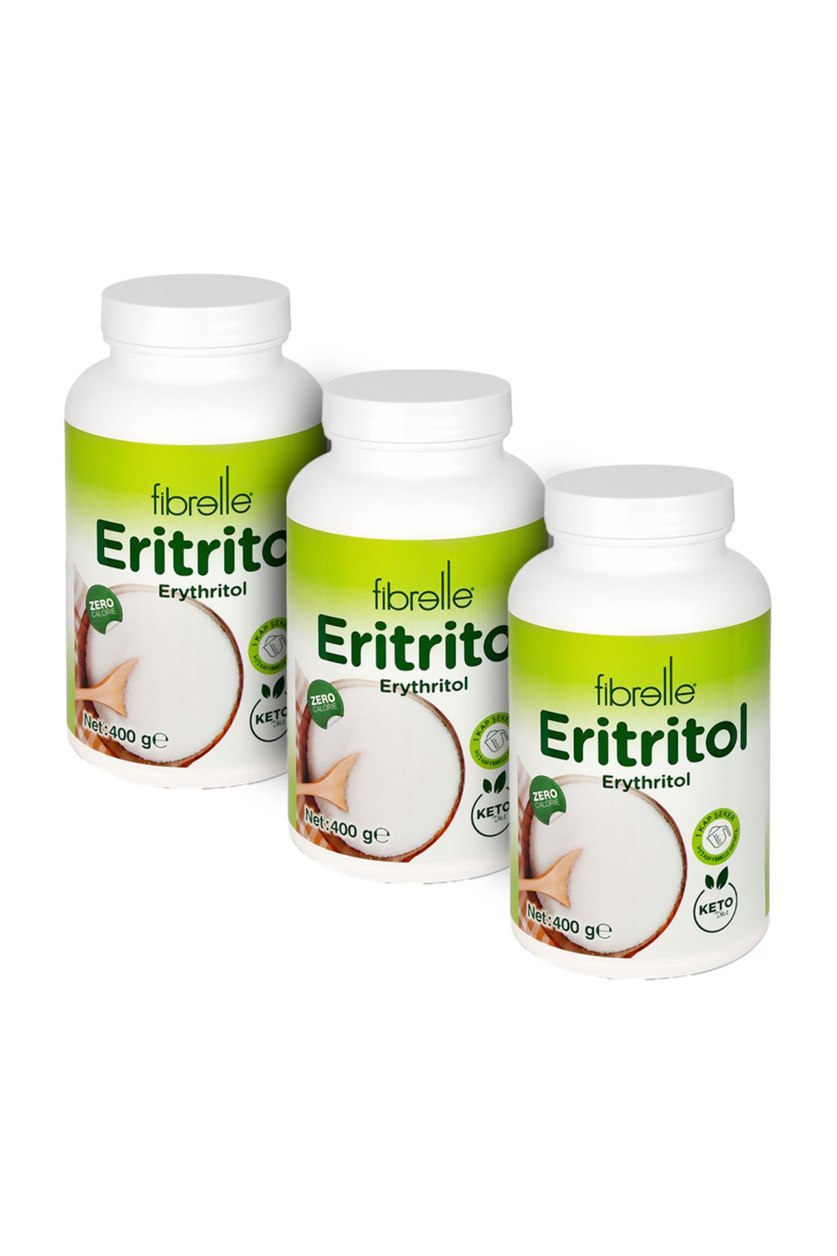 Fibrelle Eritritol 400 G Şişe 3 Adet Keto /ketojenik / Vegan Diyete Uygundur.