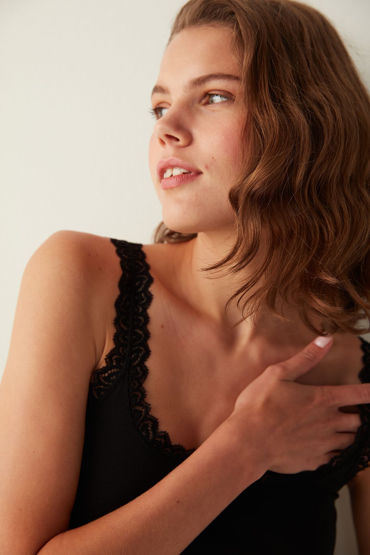 Penti-Cotton Black Cotton Lace Cami Tank Top 3