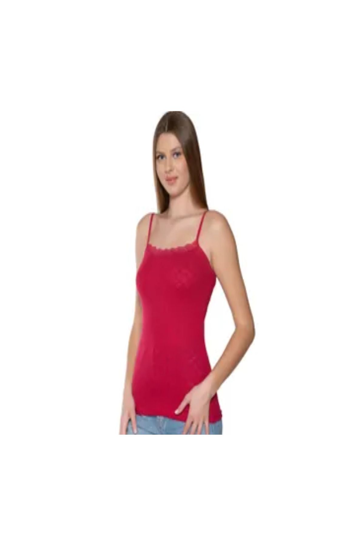 SİERNA Kadın 6'lı Jakarlı İp Askılı Atlet srn-000657