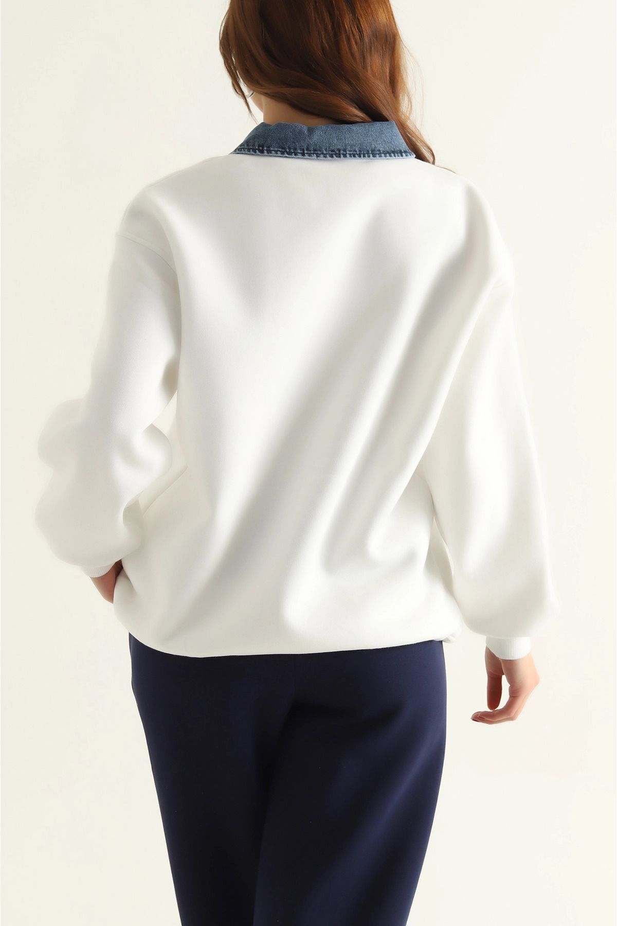 vuvutasarım-New Season White Denim Golier Rebred Sweat 3