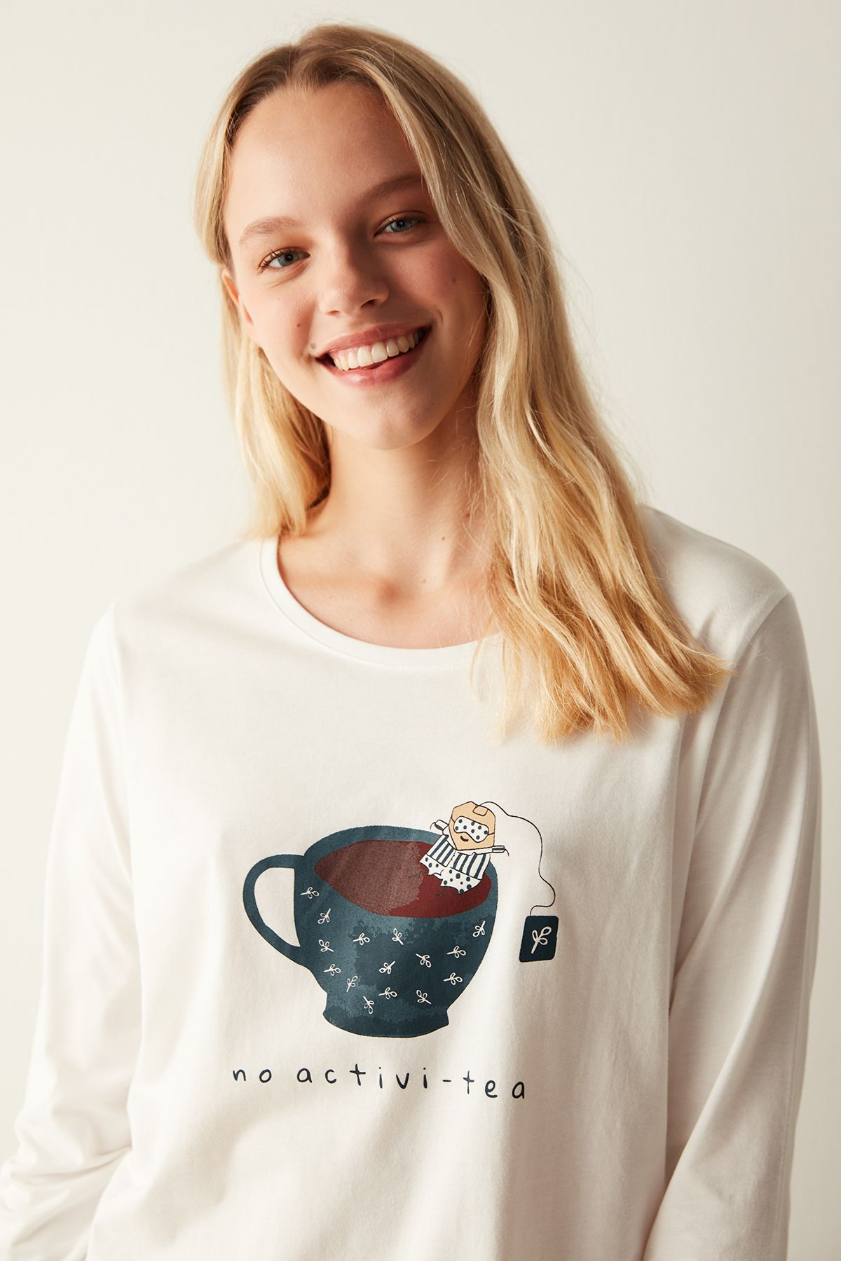Penti-Activi-Tea Slogan Printed Pajama Set 4