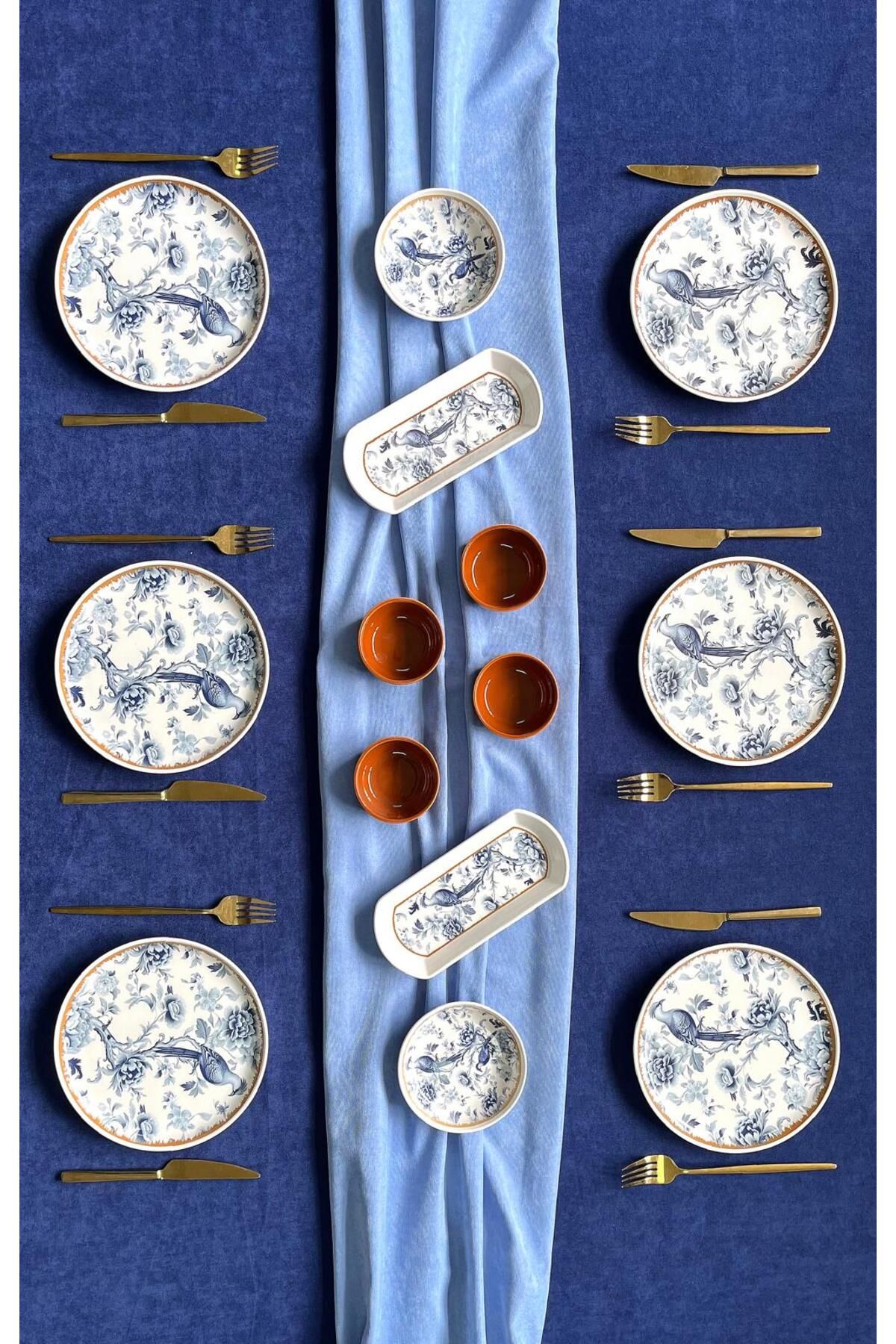 Borser Blue Kitchen 6 Kişilik 14 Parça Kahvaltı Takımı
