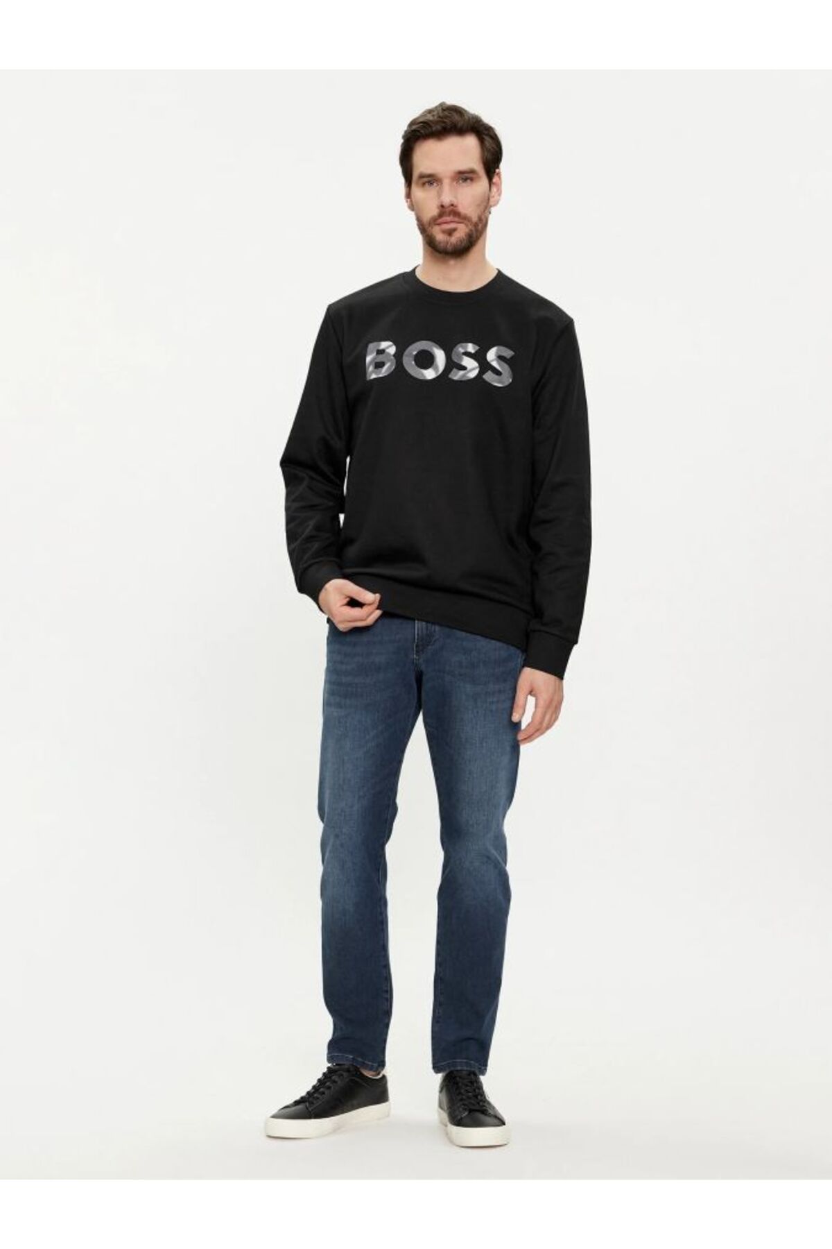 سویشرت مشکی مردانه سویی شرت اورجینال BOSS